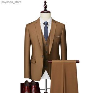 (Ceketler+Yelek+Pantolon) Erkekler Yüksek Kaliteli İş Blazers/En İyi Düğün Damatının Gelinlik Üç Parça Takım/Man Smokin S-6XL Q230828