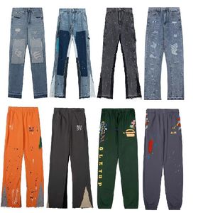 Tasarımcı Kot Pantolon Kadınlar ve Erkekler İçin Kot Pantolon Retro High Street Jeans Sıçradı Mürekkep Grafiti Montaj Sokak Giyim UNISEX Kot Pantolon Boyutu S-XL