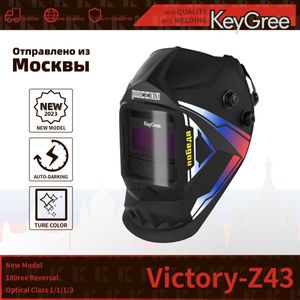 Защитная одежда Keygree Professional Защитный шлем с сварочным шлемом 2 дуговой датчик TIG MGA MMA True Color/Solar Model V43 Сварка Mask HKD230826