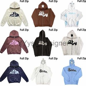 Y2K Erkek Hoodies hip hop tam fermuar Up Rhinestone Hoodie Erkekler Gotik Sokak Giyim Uzun Kolu Büyük Boy Anime Sweatshirt Punk Giysileri Yıldız Mektup Baskı N6BJ# X0828