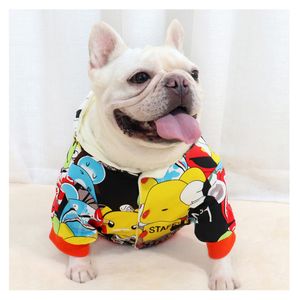 Köpek giyim karikatür köpek yavrusu süveter kadife kalınlaşan sıcak kış köpek giysileri kıyafetler şişman köpek oyuncak fransız bulldog pug tasarımcı köpek kıyafetleri 230828