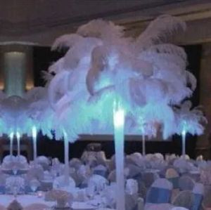 Peças centrais da mesa de casamento decoração natural branco penas de avestruz pluma peça central para decoração de festa adereços