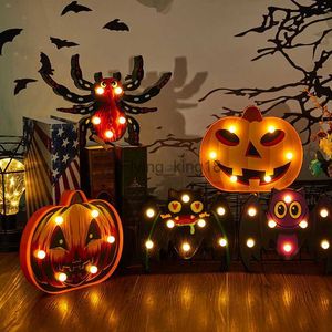 Хэллоуин украшение тыква паука летучая мышь ведьма призрачная череп светодиодная ночная лампа для комнаты дома фестиваль фестиваль барь