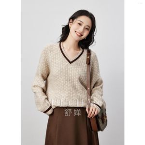 Kadın Sweaters Shuchan Sweater Kadınlar V yaka gevşek Yün Polyester Akrilik Kazak Kadınlar Örgü Blusa Inverno Feminina