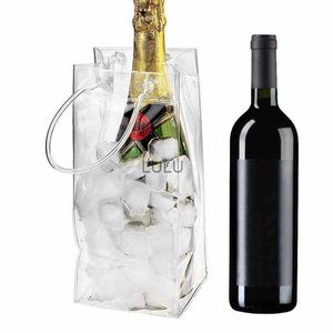 1pc şeffaf buz torbası şarap bira şampanya kova pvc sızıntı geçirmez buz torbası bira soğutucu serin bir çanta taşınabilir likör buz-soğuk aletler hkd230828