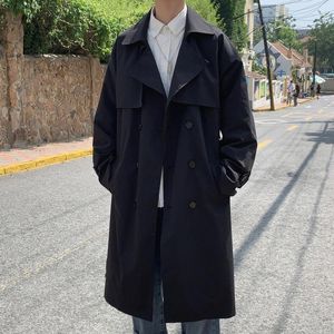 Men's Trench Coats EOENKKY/ Korean Style Autumn Coat Male Streetwear Windbreaker Trenchcoat Men Solid Business Casual Loose Long Overcoat