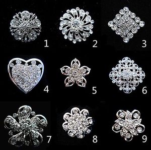 Gümüş ton küçük çiçek ucuz broş net rhinestone kristal diamante parti balo pimleri