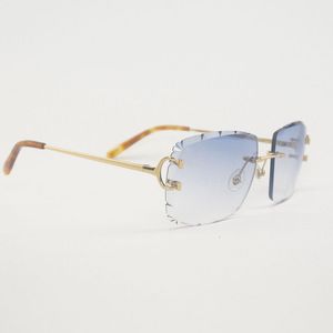 Güneş gözlüğü elmas kesim kenarsız erkekler büyük boy c tel gözlükleri yaz için açık gözlükler metal çerçeve gafas 230828