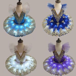 Dancewear Led Ballet Tutu Light Swan Lake Ballerina Pancake Tutu Girl Women Adult Child Ballet Dress Kids Ballet Dance Costumes Tutu Led 230829