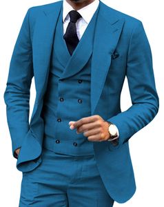 Мужские костюмы Blazers Формальный костюм свадебный костюм 3 штука с двойной грудью брюки жилет на заказ 230828
