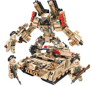 Minifig yapı blok tank 2in1 ordu oyuncak askeri figür robot transformatör robot modeli inşa kiti küçük parçacık yapı taşları oyuncak çocuk lepin tuğla Noel hediyesi