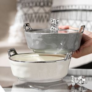 Наборы обедам Amphora Ceramic Bowl Light Luxury Creative Bear Soup Home Nordic Style Salad Dailware Служба подарки оптом 230828