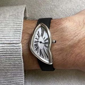 Нарученные часы Men'sswatch Водонепроницаемый нержавеющая сталь нерегулярная форма сапфировый кристалл женский времена часы сюрреализм художественный дизайн часы мужской подарок 230828