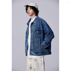 Erkek Ceketler Tasarımcı Tarzı Amerikan Hip Hop Gevşek Büyük Boyut Sonbahar Ceket Vintage Yıkanmış Denim Ceket