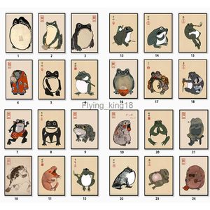 Japon kurbağa posterleri set baskılar tuval boyama duvar sanatı oryantal komik hayvan resimleri oturma odası için cuadros ev dekoru hkd230829