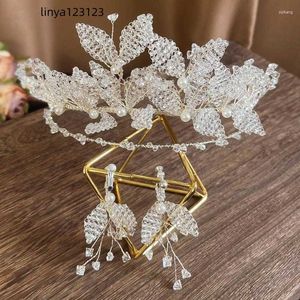 Saç Klipler Gelin Tiara Kristal Headdress Düğün Aksesuarları Rhinestone Boncuklu Kraliyetler Kafa Takıları Kadınlar İçin