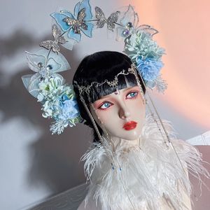 Lolita peri kelebek halo taç başlık gelin çelenkler çiçekler kafa bandı kadın kız deniz kızı prenses elf cosplay headdress