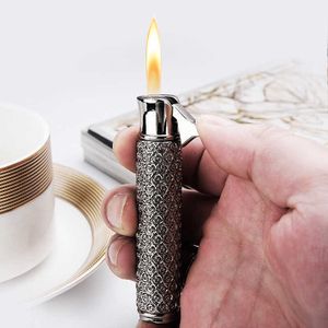 Baicheng Commercial Metal Metallatable Lighter Craved Open Flame Compact Portable Long Bar Cigarette Men's Gadget Gift 14HV