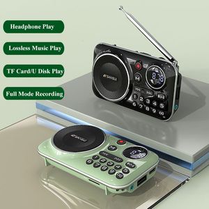 Radio Portable Mini Pocket FM Receiver Bluetooth50 Speaker HIFI TFU Disk MP3 Music Player Support Recording Headphones Play 230830
