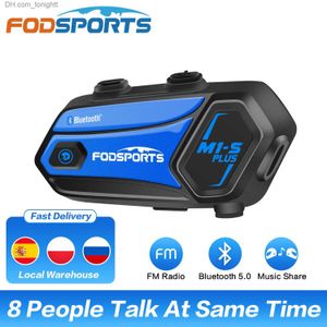 Fodsports M1-S Plus Motorcle Intercom Heleme Bluetooth Hearset 8 Riders 2000M Interphone Communicator FM Radio Music Обмен Q230830