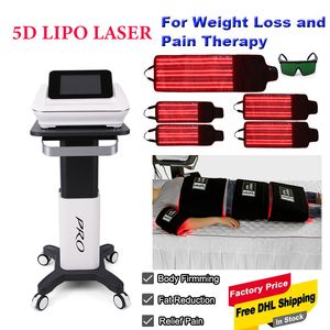 Lipolazer Makine Kilo Kaybı Ağrı Terapisi Lipo Lazer Zayıflama Yağ Yanan 5D Maxlipo 650NM 940NM 5 Tedavi Pediyle Taşınabilir Ekipman