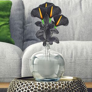 Dekoratif Çiçekler 10 PCS Siyah Yapay Calla Lily Düğün Buketi Gerçek Touch Lateks Çiçek Gelin Ev Deco Centerpieces