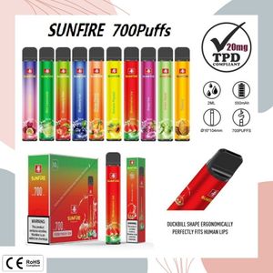Заводская оптовая цена Sunfire 600 700 Puffs 2,0 мл E Liquid TPD сертифицировано 0% 2% 3% 5% NIC Vape Pen Pod