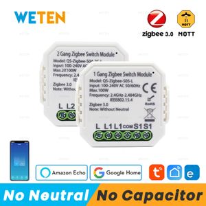 Altra elettronica Tuya Zigbee 30 Interruttore luce Mini modulo Nessun condensatore filo neutro 1 2 Gang Supporto Assistente domestico tramite Zigbee2mqtt 230829