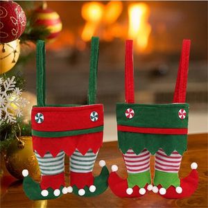Рождественские подарочные эльфы для конфеты рождественские винные сумки носки эльфы кола Рождественская красная зеленая конфеты вечеринка рождественские чулки GC2267