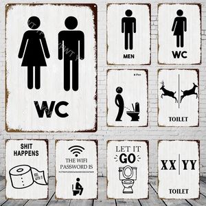 Vintage engraçado toalete metal estanho sinal wc lavatório toaletes arte da parede adesivo a senha wifi sinais banheiro banheiro casa decoração de arte de parede 30x20cm w01