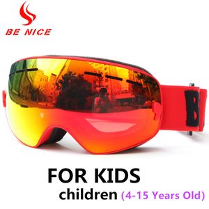 Ski Goggles Benice Kids Snowboard для детей UV400 Двойной слой антифог девочка девочка Сферическая линза Большой снежный лыж.