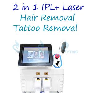 2 в 1 IPL Skin Ofjuventation Machine Постоянный снятие волос Q Переключатель nd yag laser удаление татуировки