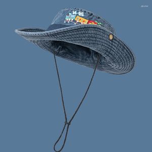 Beralar Yaz Kovboy Halat Bob Maceracıları Safari Katlanabilir Kova Şapkası Unisex Vahşi Koruma Panama Adam Açık Güneş Toptan