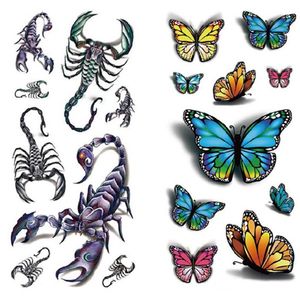 Other Tattoo Supplies Waterproof Temporary Tattoo Sticker Butterfly Flower Rose 3D Tattoos Scorpion Halloween Spider Body Art Arm Fake Tattoo Women 230830