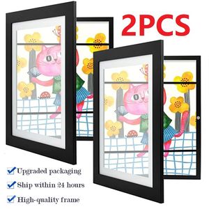 Picture Frames 2 1PCS Kids Art Frames Wooden Changeable Picture Display for A4 Art-Work Children Projects Home Office Storage Picture Display 230831