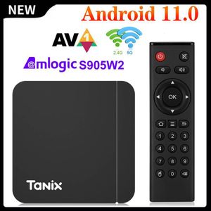 Set üst kutu akıllı tv kutusu android 11 tanix w2 amlogic s905w2 android 11.0 medya çalar h.265 av1 çift wifi hdr 10 4gb32gb set üst kutu 2g16g 230831