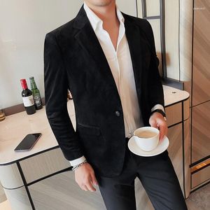 Erkekler 2023 Sonbahar Kış Lüks Velvet Suit Ceket Erkekler Sıradan İş Resmi Blazer Düğün Ziyafet Sosyal Elbise Ceket Giysileri
