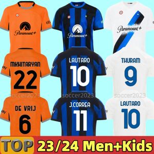 23 24 Lukaku Inters Lautaro Milans Futbol Formaları Yıldönümü Correa Dzeko ASLLANI FRATTESI 2023 2024 Brozovic Ev Futbol Gömlek Üniformaları Erkek Çocuk Kiti