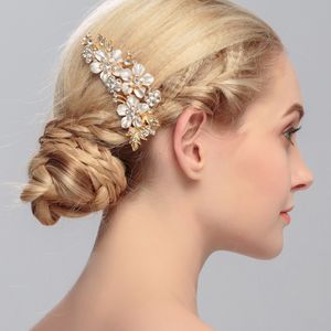 El yapımı düğün saç tarakları için altın/gümüş renkli metal saç tarakları çiçek şekli saç klipsleri düğün aksesuarı
