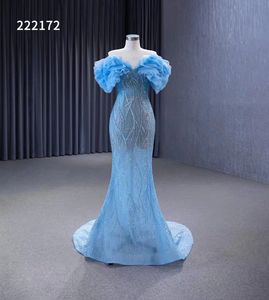 Kokteyl Elbiseleri Çiçek Özel Tasarım Kuff Sevgiliye Parti Mavi Elbise SM222172