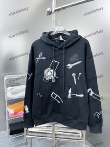 xinxinbuy erkek kadın tasarımcı sweatshirt paris alet desen nakış yeşil gri mavi siyah beyaz sarı s-x