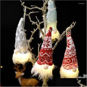 Anahtarlıklar Landards 2023 Moda Noel Dekorasyonları Orman yaşlı adam lamba kolye yüzsüz bebek aydınlık LED sevimli ev asılı dhhpv