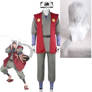 Anime Ero Sennin Jiraiya Cosplay Costume Gama Sennin Wig Accessories Jiraiya's Kimono Sets Halloween Carnival Ninja Costumes x0830