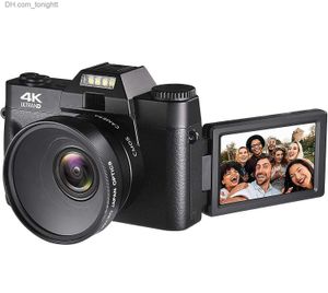 Kameralar 4K 64MP Fotoğraf için Dijital Kamera 16x Zoom Vlogging Kamera YouTube WiFi Dokunmatik Ekran Geniş Açı ve Makro Lens Q230831