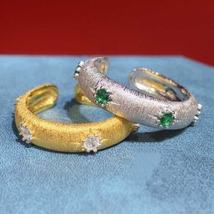 Küme Yüzük Yıldız Gems Kadın Altın Yüzük Zarif Lüks Hediye Kız Arkadaşı Endex Finger Ring Vintage Court İtalyan İşçiliği Parlak Mücevher G230228