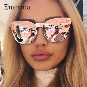 Óculos de sol emosnia óculos de sol rosa crânio de ouro rosa Oversize Glassses Sunglasses Women Brand Designer Big.