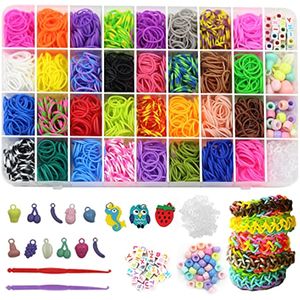 1850 Stück und mehr Loom Bands Toys in 32 verschiedenen Farben Armband-Nachfüllset mit hochwertigem Zubehör für Kinder, Jungen und Mädchen, Gummiband-Armband-Set