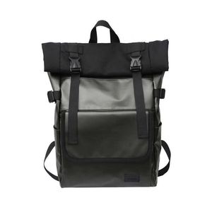 Модная тенденция рулона мужской рюкзак большой емкостью кожаная кожаная студенческая школьная школьная сумка корейский harajuku Travel Back 230301