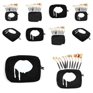 Makyaj fırçaları 10 parçalı fırça setleri gül altın fondöten bb toz allık tasarımcısı güzellik araçları siyah kozmetik çanta damla teslimatı iyileştirme dha9p
