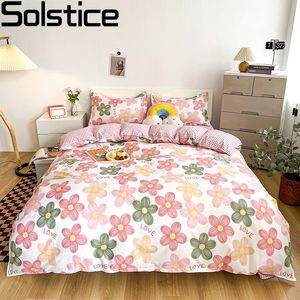 Bedding Sets Solstice Cotton Pastoral Flower Cartoon Style Fashion Sheet Fillowcase 4pcs Sets Queen 230228